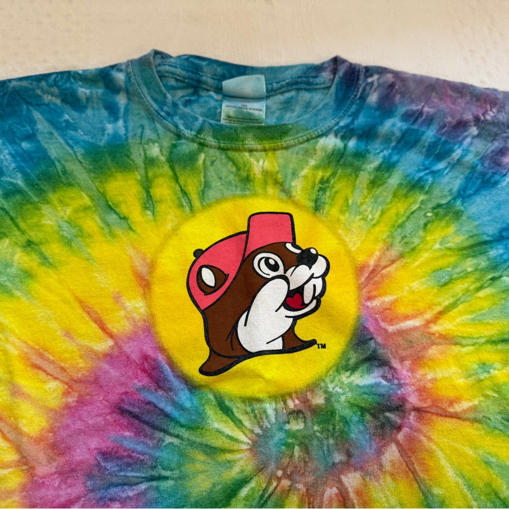 Buc-ees Dream Big Tie Dye Cotton Tee Shirt Size Medium Youth 10 12 - Picture 2 of 4